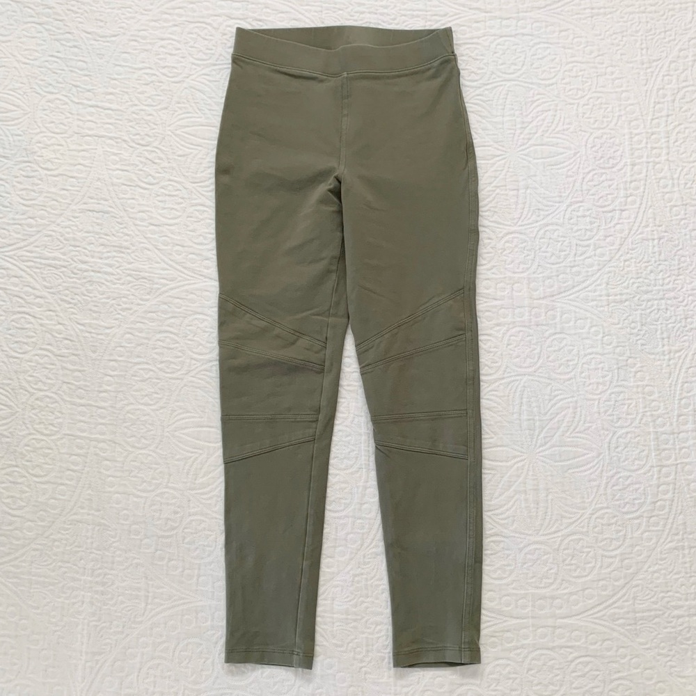 Tea Collection Girls’ Pintuck Knee Skinny Pants Moto Leggings,‎ Olive Green